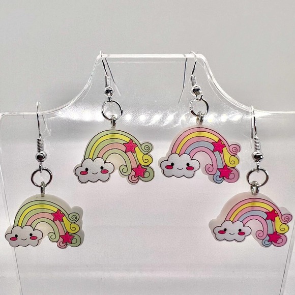 Rainbow Earrings - Summer Spring Earrings - Little Girl Earrings - Kawaii Earrin - Picture 3 of 11